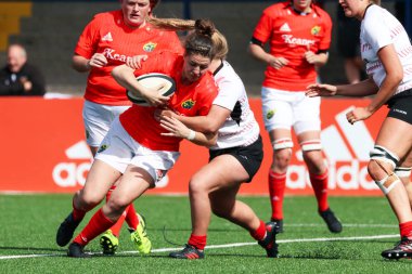 17 Ağustos 2019 Cork, İrlanda - Munster Women Rugby (38) - Ulster Women Rugby (12) maçı İrlanda Bağımsız Parkı'nda.