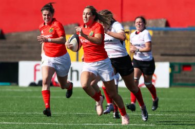 17 Ağustos 2019 Cork, İrlanda - Eimear Considine Munster Women Rugby 'de (38) vs Ulster Women Rugby (12) İrlanda Bağımsız Parkı'nda.