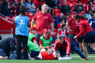 17 Ağustos 2019 Cork, İrlanda - Munster Women Rugby (38) - Ulster Women Rugby (12) maçı İrlanda Bağımsız Parkı'nda.