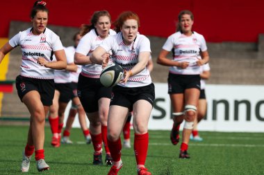 17 Ağustos 2019 Cork, İrlanda - Munster Women Rugby (38) - Ulster Women Rugby (12) maçı İrlanda Bağımsız Parkı'nda.