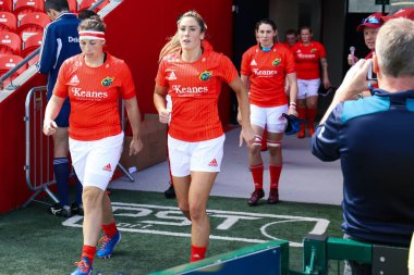 17 Ağustos 2019 Cork, İrlanda - Munster Women Rugby (38) - Ulster Women Rugby (12) maçı İrlanda Bağımsız Parkı'nda.