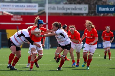 17 Ağustos 2019 Cork, İrlanda - Munster Women Rugby (38) - Ulster Women Rugby (12) maçı İrlanda Bağımsız Parkı'nda.