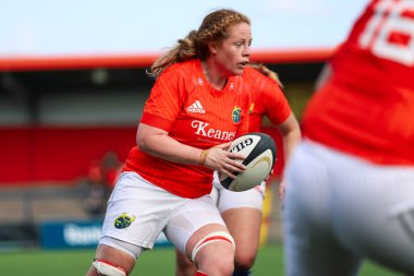 17 Ağustos 2019 Cork, İrlanda - Munster Women Rugby (38) - Ulster Women Rugby (12) maçı İrlanda Bağımsız Parkı'nda.