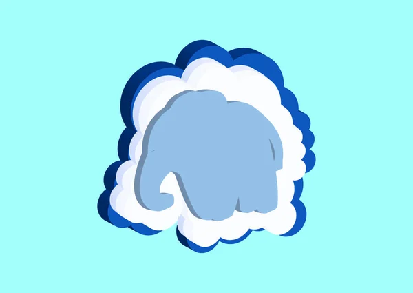 Bulutlar Bir Fil Şeklinde Vektör Simgeleri Mavi Beyaz Renk Mavi — Stok fotoğraf