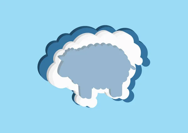 Clouds in the form of a lamb. Vector icons cloud blue and white color on a blue background. Sky is a dense collection of illustrations for web design, art and application design.