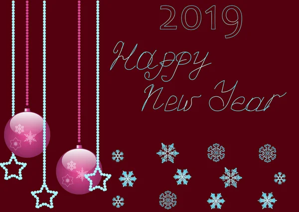 2019 Happy New Year Vector Achtergrond Decoratie Tekst Van Hand — Stockfoto