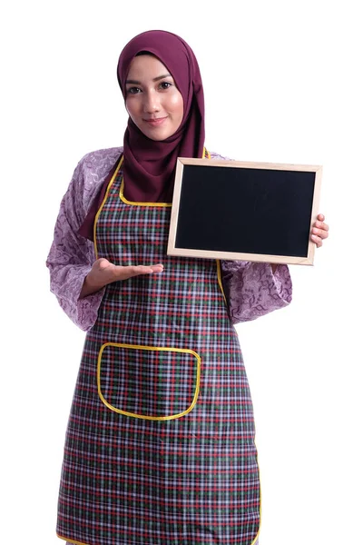 Asian Muslim Girl Wearing Apron Business Conceptual — Stock Photo, Image