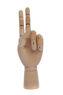 Tahta el beyaz arkaplanda bir numara göster