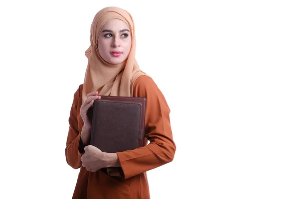 Expression Pretty Muslim Woman Face Carrying Books Education — Stock Photo, Image