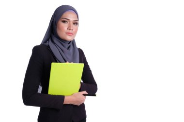 Asyalı Müslüman iş kadını Finans, iş ve eğitim kavramı