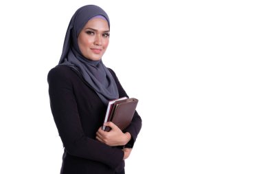 Asyalı Müslüman iş kadını Finans, iş ve eğitim kavramı