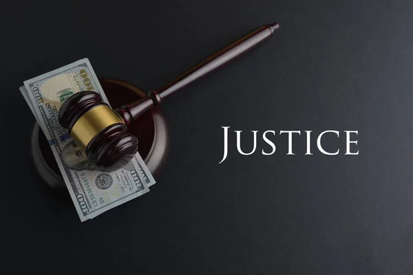 Justiça Direito Conceitual Com Martelo Dinheiro — Fotografia de Stock