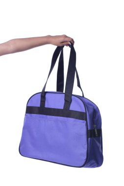 Beyaz arka planda bebek çantası.