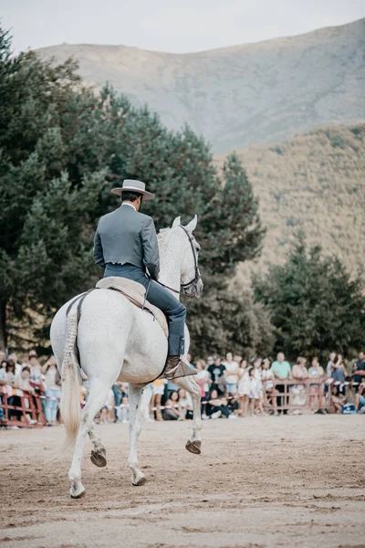 Montar Caballo Exposición Doma Danza Caballos Celebrada Ciudad Serranillos Avila — Foto de Stock