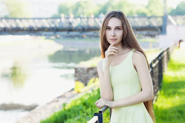 Beautiful Young Pretty Girl Sunny City Street Lifestyle Portrait Stock Image