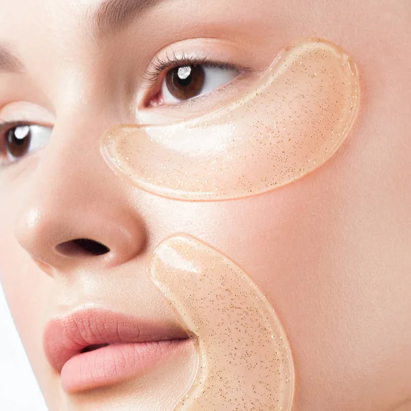 Young Beautiful Woman Clean Perfect Skin Cosmetic Patches Face Close — Stock Photo, Image