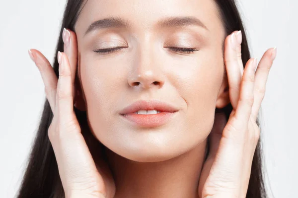 Portrait Jeune Belle Femme Avec Une Peau Propre Parfaite Concept — Photo