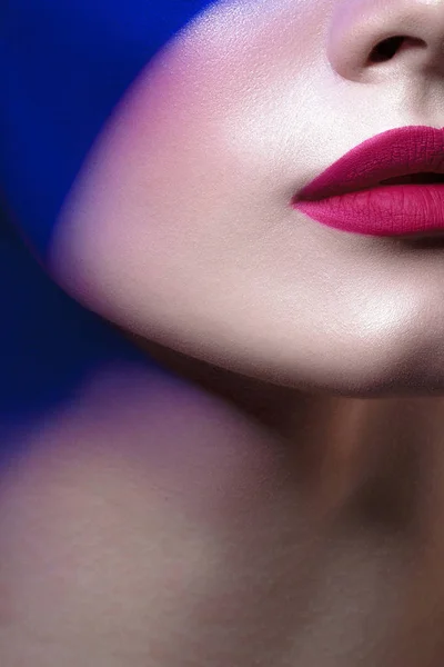 Lippen Van Jonge Mooie Zwarte Vrouw Met Schone Perfecte Huid — Stockfoto