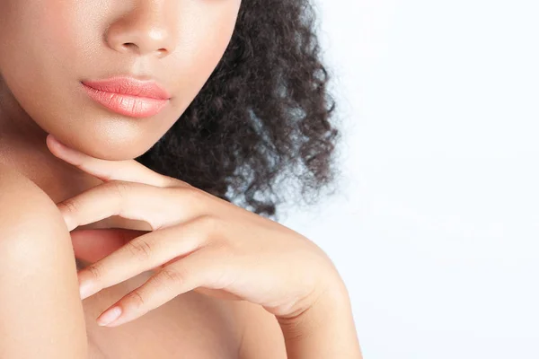 Young Beautiful Black Girl Clean Perfect Skin Close Beauty Portrait — Stock Photo, Image