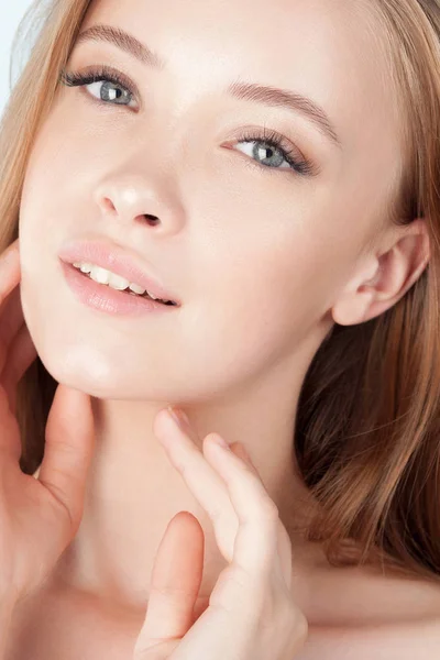 Young Beautiful Girl Clean Perfect Skin Close Beauty Care Young — Stock Photo, Image