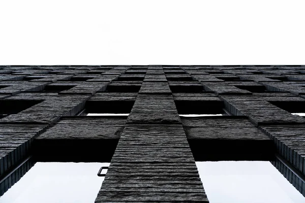 Een Stenen Muur Van Een Gebouw Uit Grond Prespective Opzoeken — Stockfoto