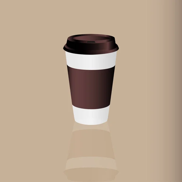 热咖啡杯 白纸杯热饮料 深褐色盖子 热杯袖子 — 图库矢量图片