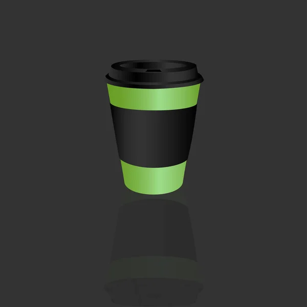 Sıcak Kahve Fincanı Paket Servisi Limonlu Sıcak Içecek Yeşil Kağıt — Stok Vektör