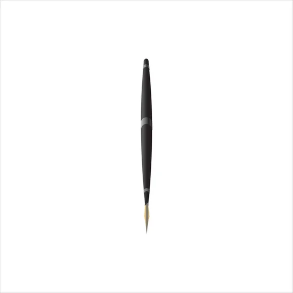 Black Fountain Pen Silver Trim White Background — Stock Vector