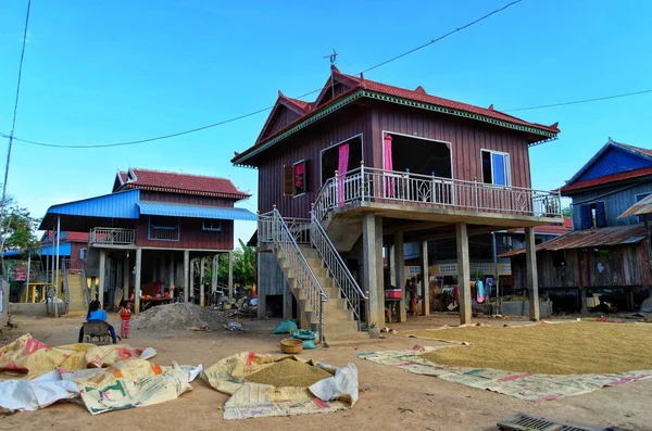 Кхмерский Традиционный Деревянный Дом Большинство Голубого Цвета Клонг Дуан Кео — стоковое фото