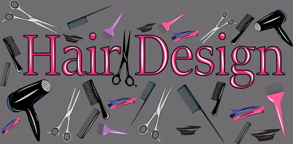 Illustration of a hairdresser tool. Poster with hairdressing tools for advertising and design