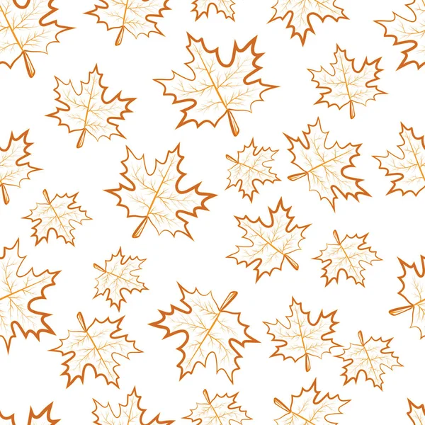 Nahtloses Muster Von Ahornblättern Nach Kontur Herbstmuster — Stockfoto