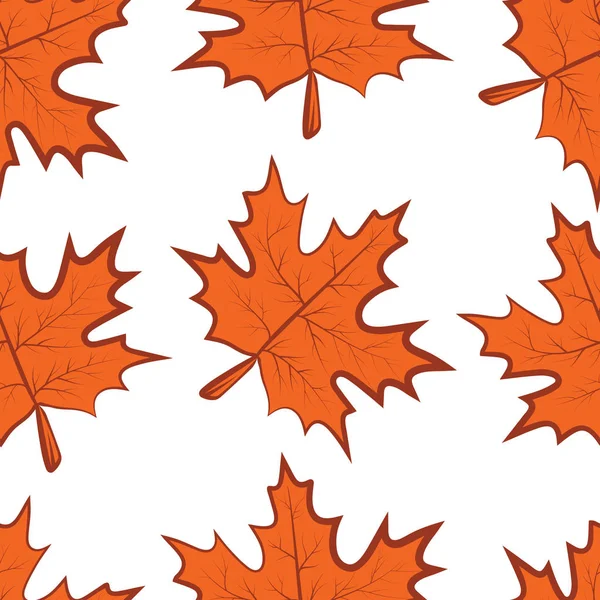 Seamless Background Bright Orange Maple Leaf Falling — Stock Vector
