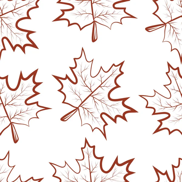 Seamless Pattern Maple Leaf Pouring Traced Details Autumn Pattern — Stock Vector