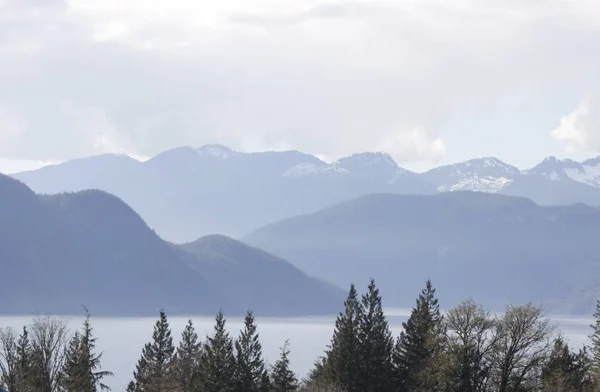 Fiume Squamish Con Montagne Sullo Sfondo — Foto Stock