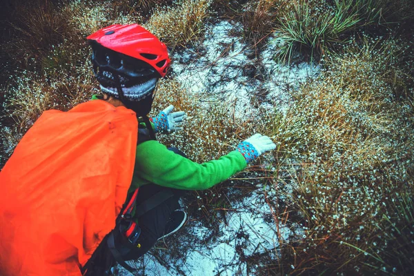 Le donne asiatiche viaggiano Natura. Viaggia rilassati. Toccare montagna naturale — Foto Stock