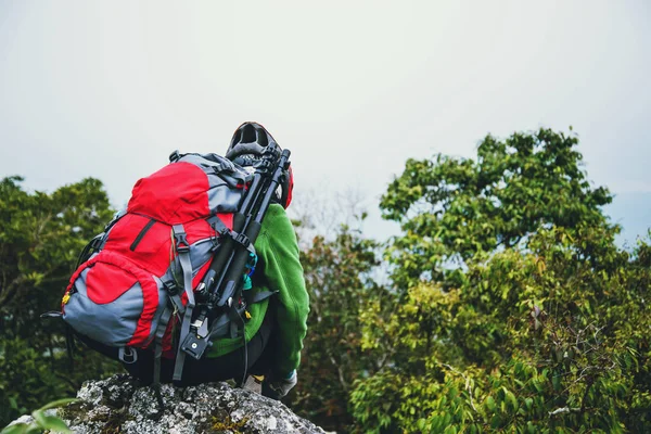 Donna Asiatica Fotografia Viaggio Natura Viaggio Relax Nella Passeggiata Vacanza — Foto Stock