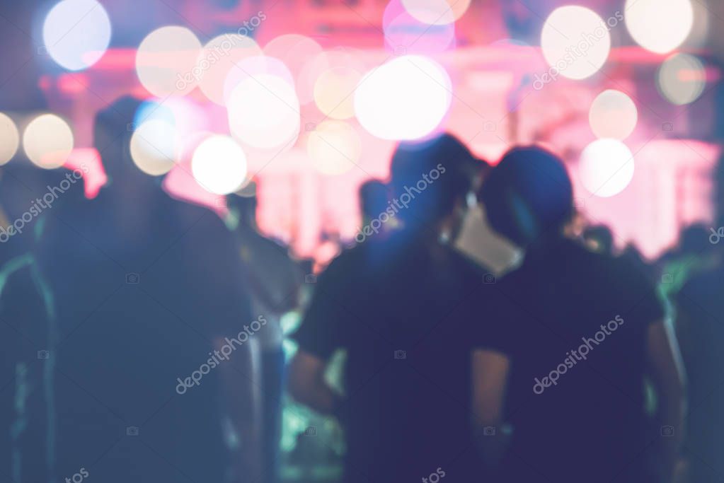 background blurred bokeh. Lights Ceremonies. Light the lights at night In celebrations.A lot of people