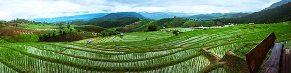 Campo de paisaje en la montaña. Durante la temporada de lluvias. El villano — Foto de Stock