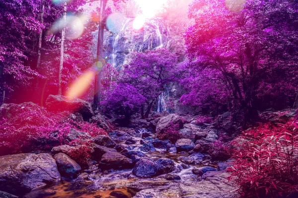 Doğal arka plan şelalesi. şelale Renkli yaprakları. Tayland tropikal