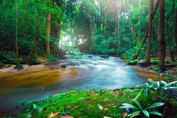 Tapet natur vattenfall ström. Thailand Doi-Inthanon, Thailand Tropical — Stockfoto