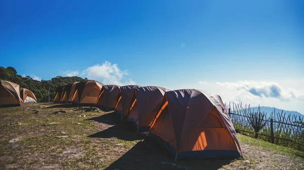 旅行は休日にリラックスします。山でキャンプをする。タイ — ストック写真