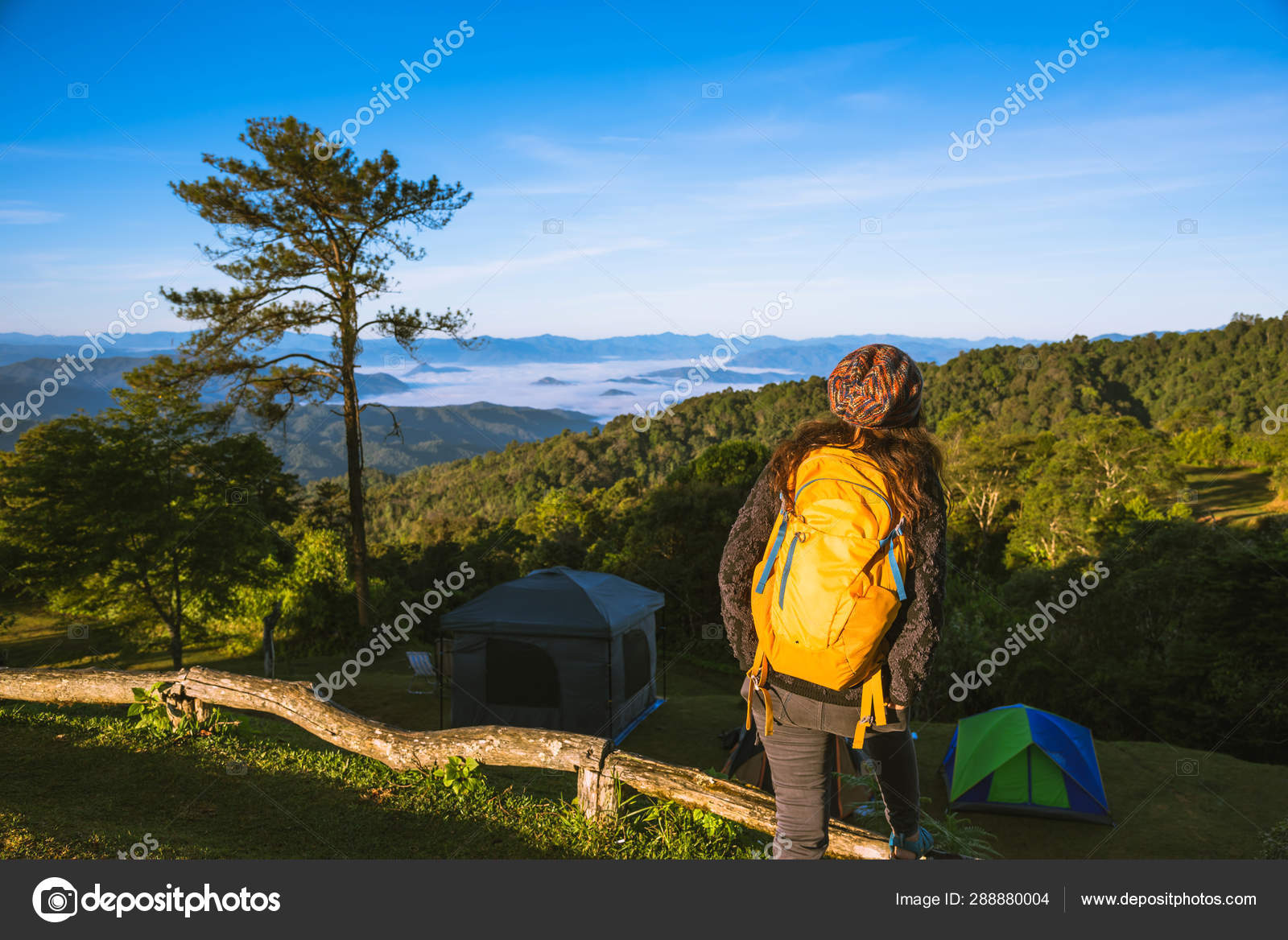 Asian Women Are Happy And Enjoying Travel Relax. Natural Touch.