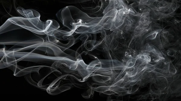 Дым Изолирован Черном Фоне Движение Белого Дыма — стоковое фото