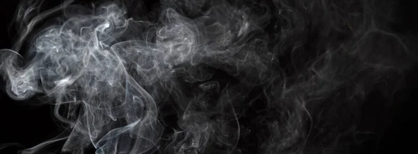 Rauch Isoliert Auf Schwarzem Hintergrund Bewegung Des Weißen Rauchs Stockfoto