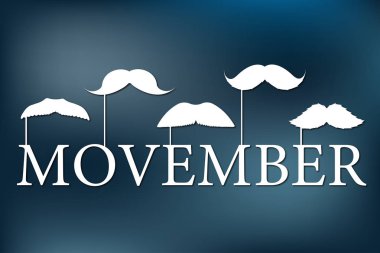 Movember prostat kanseri duyarlılığı ayı bıyıkları mavi arka plan 