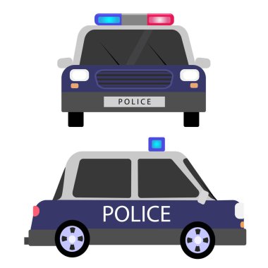 Beyaz bir arka plan üzerinde vektör polis arabası