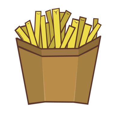 Patates kızartması, fastfood, vektör illüstrasyon
