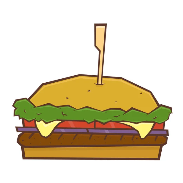 Hamburguesa Hamburguesa Con Queso Comida Rápida Ilustración Vectores — Vector de stock