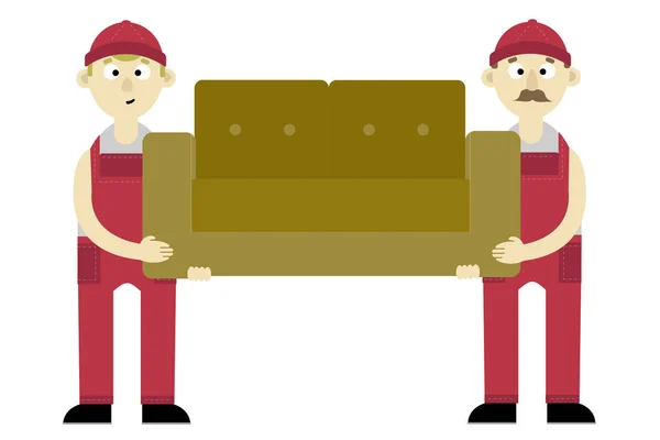 Zwei Träger Tragen Sofa Vektor Illustration Auf Weißem Hintergrund — Stockvektor