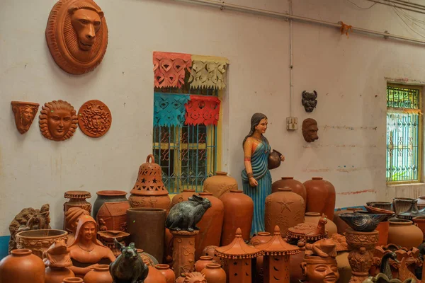 Goa India Értékesített Különféle Helyi Kézzel Clay Fazekasság Otthoni Dekoráció — Stock Fotó